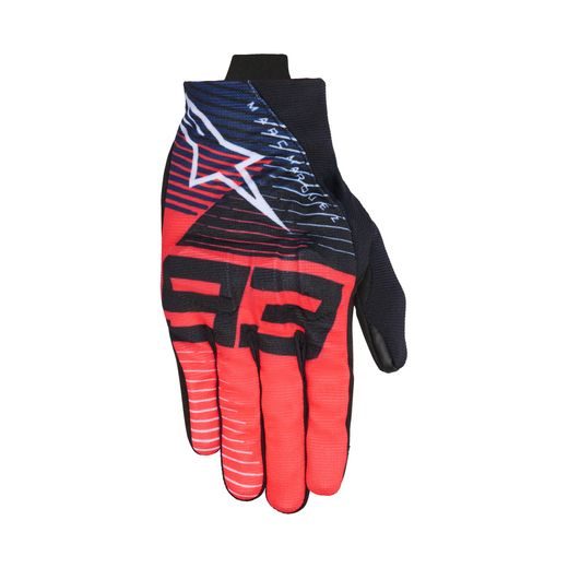 RUKAVICE REEF V2 MM93 KOLEKCE, ALPINESTARS (ČERVENÁ FLUO/ČERNÁ/MODRÁ/BÍLÁ) 2025