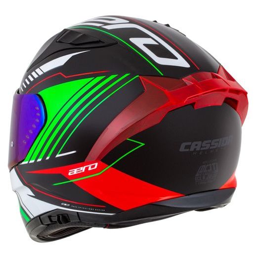 PŘILBA CASSIDA AERO DROME (ČERNÁ PERLEŤ/ČERVENÁ/ZELENÁ/BÍLÁ)