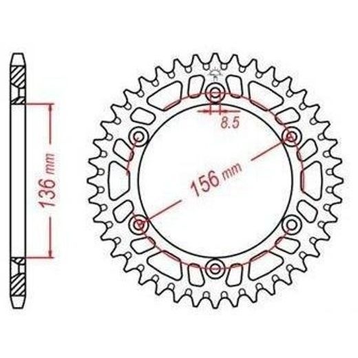 DURALOVÁ ROZETA PRO SEKUNDÁRNÍ ŘETĚZY TYPU 520, JT - ANGLIE (48 ZUBŮ)
