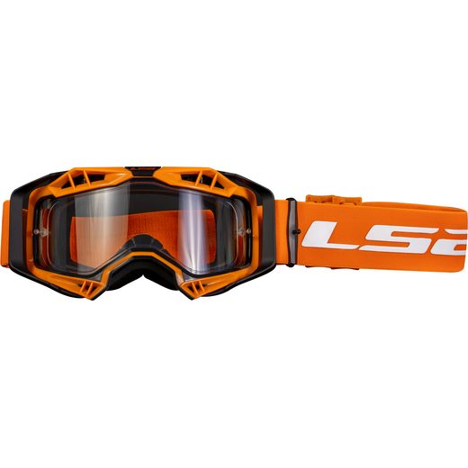 LS2 AURA ENDURO SERIES GOGGLE BLACK H-V ORANGE WITH CLEAR VISOR