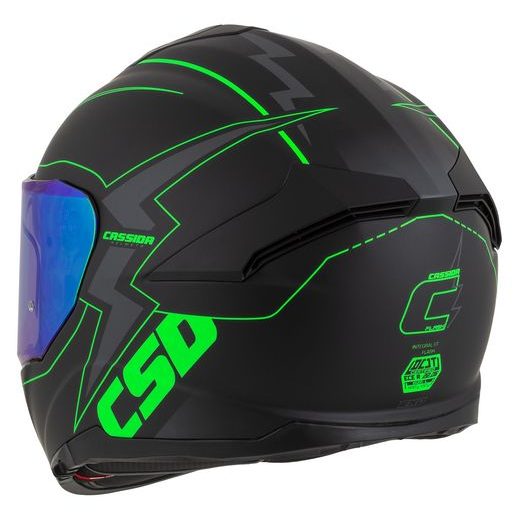 PŘILBA CASSIDA GT 2.1 FLASH (ČERNÁ MATNÁ/ZELENÁ FLUO/TMAVĚ ŠEDÁ) PLEXI S PŘÍPRAVOU PRO PINLOCK
