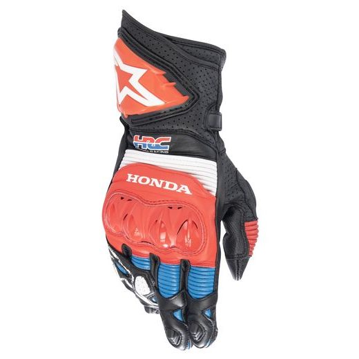 RUKAVICE GP PRO R3 HONDA KOLEKCE, ALPINESTARS (ČERNÁ/ČERVENÁ FLUO/MODRÁ/BÍLÁ) 2024