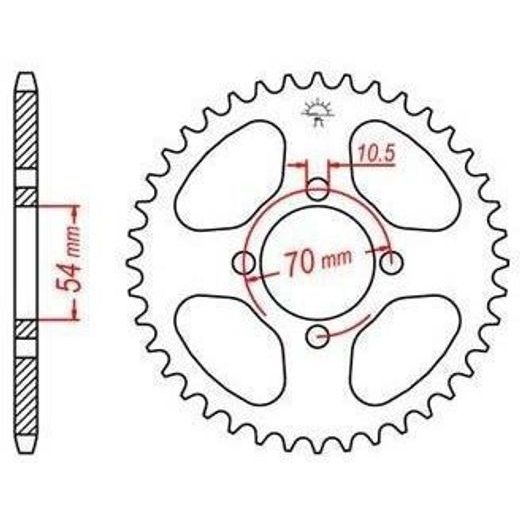 OCELOVÁ ROZETA PRO SEKUNDÁRNÍ ŘETĚZY TYPU 428, JT - ANGLIE (42 ZUBŮ)