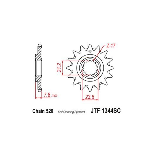 ŘETĚZOVÉ KOLEČKO PRO SEKUNDÁRNÍ ŘETĚZY TYPU 520, JT (14 ZUBŮ)