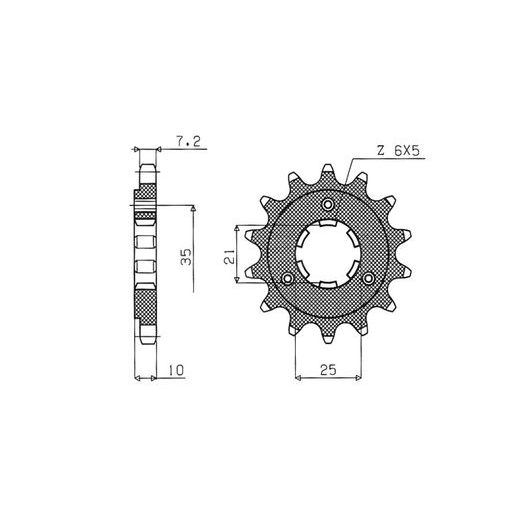 ŘETĚZOVÉ KOLEČKO PRO SEKUNDÁRNÍ ŘETĚZY TYPU 525, SUNSTAR (15 ZUBŮ)