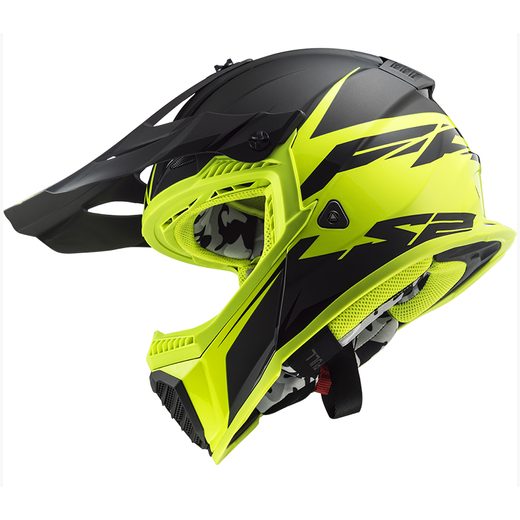 LS2 MOTOKROSOVÁ PŘILBA MX437 FAST EVO ROAR MATT BLACK HI VIS YELLOW