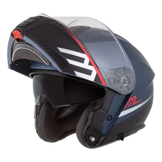 PŘILBA CASSIDA MODULO 2.1 COMPASS (MODRÁ MATNÁ PERLEŤ/ČERNÁ/STŘÍBRNÁ/ČERVENÁ, PLEXI S PŘÍPRAVOU PRO PINLOCK)