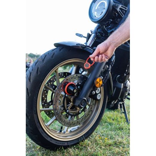 ZÁMEK NA KOTOUČOVOU BRZDU 39 VICTORY (PRŮMĚR ČEPU 12 MM, ČERVENÝ), ABUS