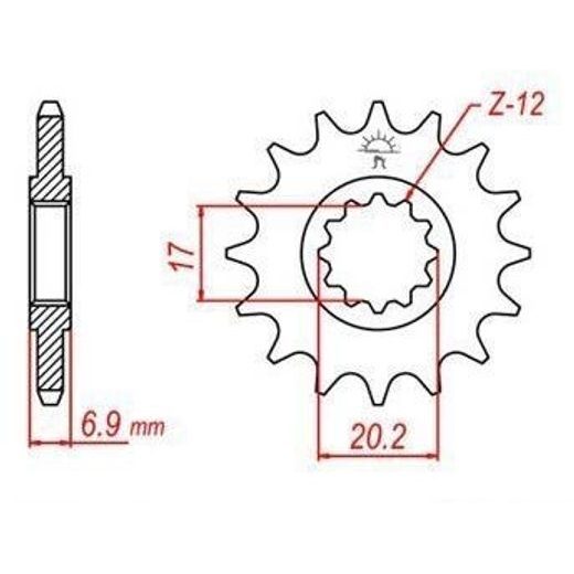 ŘETĚZOVÉ KOLEČKO PRO SEKUNDÁRNÍ ŘETĚZY TYPU 420, JT - ANGLIE (12 ZUBŮ)
