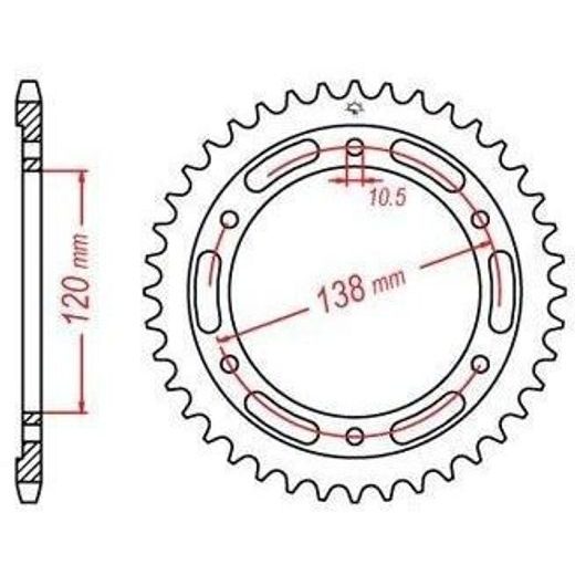 OCELOVÁ ROZETA PRO SEKUNDÁRNÍ ŘETĚZY TYPU 520 JT - ANGLIE (38 ZUBŮ)