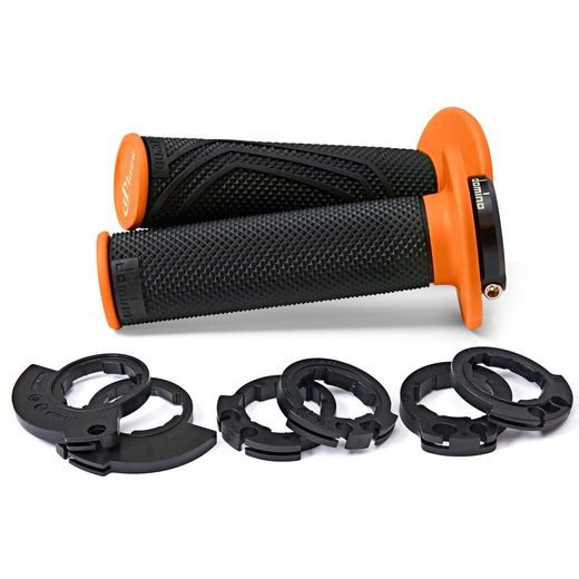 GRIPY LOCK-ON D100 (OFFROAD) DÉLKA 125/130 MM (6 VAČEK), DOMINO (ČERNO-ORANŽOVÉ)