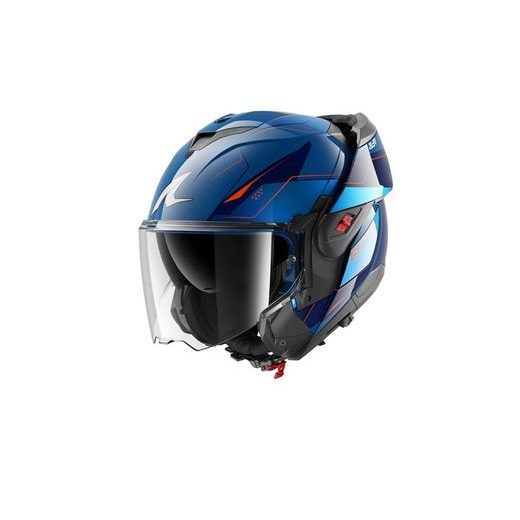 SHARK PŘEKLOPNÁ PŘILBA OXO MEKARIUM MODRÁ ORANŽOVÁ