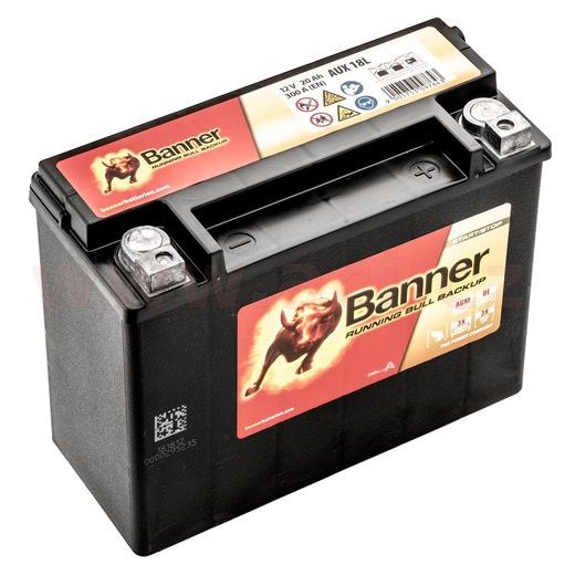 20AH BATERIE, 300A, LEVÁ BANNER RUNNING BULL AGM BACKUP 206X91X163