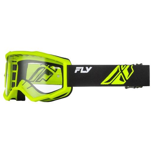 BRÝLE FOCUS, FLY RACING - USA DĚTSKÉ (ČERNÉ/HI-VIS - ČIRÉ PLEXI)