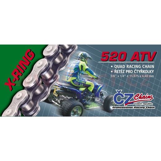 ŘETĚZ 520ATV, ČZ - ČR (BARVA ČERNÁ, 92 ČLÁNKŮ VČ. ROZPOJOVACÍ SPOJKY CLIP)