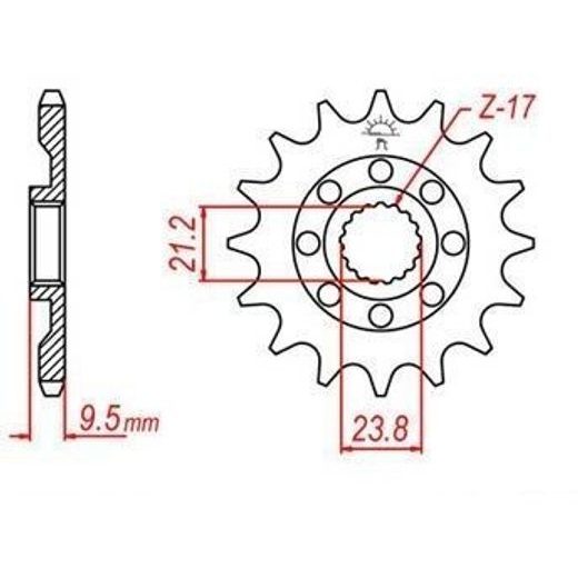ŘETĚZOVÉ KOLEČKO PRO SEKUNDÁRNÍ ŘETĚZY TYPU 520, JT - ANGLIE (14 ZUBŮ)