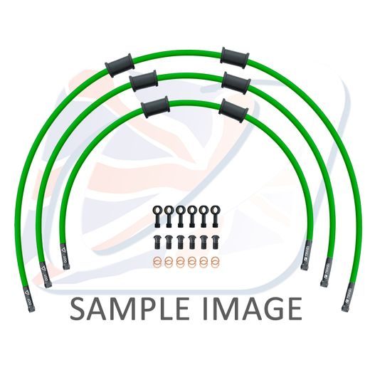 STANDARD HADICE PŘEDNÍ BRZDY SADA VENHILL POWERHOSEPLUS YAM-6016FB-GR (3 HADICE V SADĚ) ZELENÉ HADICE, ČERNÉ KONCOVKY