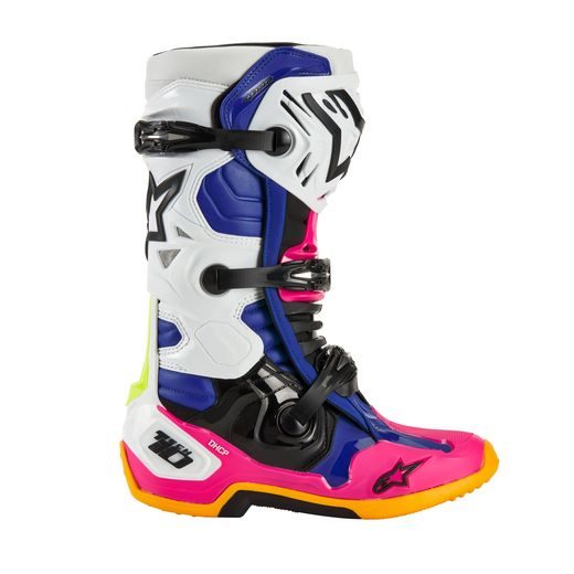 BOTY TECH 10 LIMITOVANÁ EDICE COAST, ALPINESTARS (BÍLÁ/TMAVĚ MODRÁ/RŮŽOVÁ/ŽLUTÁ FLUO/ORANŽOVÁ/ČERNÁ) 2024