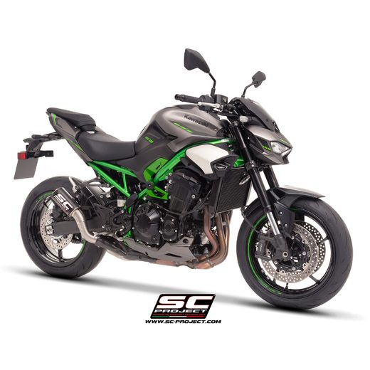 SC-PROJECT KAWASAKI Z900 2025- KARBONOVÝ VÝFUK CR-T S MŘÍŽKOU STONEGUARD HOMOLOGOVANÝ