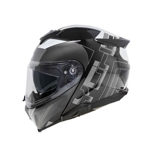 YOHE VÝKLOPNÁ MOTO PŘILBA 937 DOUBLE VISOR ČERNÁ ŠEDÁ