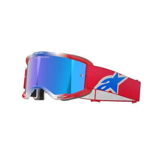 ALPINESTARS BRÝLE VISION 5 CORP, ALPINESTARS (ČERVENÁ/BÍLÁ/MODRÁ, ZRCADLOVÉ MODRÉ PLEXI)