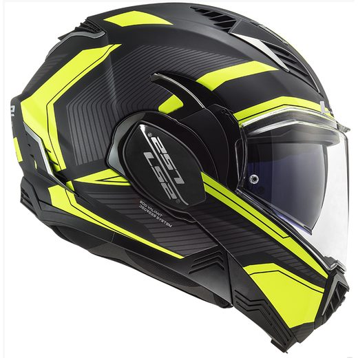 LS2 PŘEKLOPNÁ PŘILBA FF900 VALIANT II REVO MATT BLACK H-V YELLOW P/J