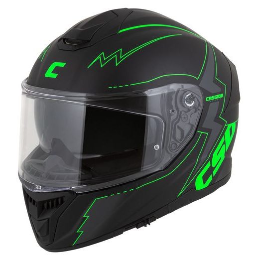 PŘILBA CASSIDA GT 2.1 FLASH (ČERNÁ MATNÁ/ZELENÁ FLUO/TMAVĚ ŠEDÁ) PLEXI S PŘÍPRAVOU PRO PINLOCK