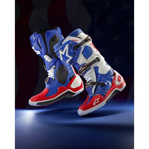 BOTY TECH 10 LIMITOVANÁ EDICE UNION REDBUD MX, ALPINESTARS (ČERVENÁ/MODRÁ/BÍLÁ/ČERNÁ) 2024