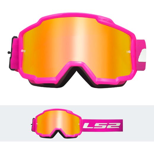 LS2 CHARGER GOGGLE PINK WITH IRIDIUM VISOR