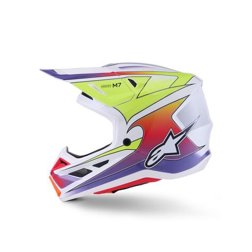 PŘILBA SM7 FUSE, ALPINESTARS (BÍLÁ/ŽLUTÁ FLUO/FIALOVÁ) 2026