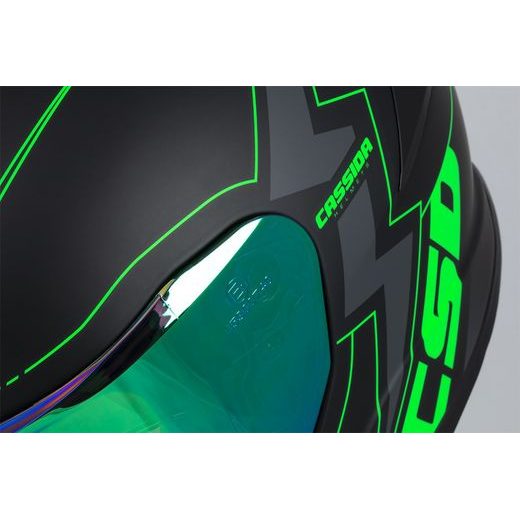PŘILBA CASSIDA GT 2.1 FLASH (ČERNÁ MATNÁ/ZELENÁ FLUO/TMAVĚ ŠEDÁ) PLEXI S PŘÍPRAVOU PRO PINLOCK