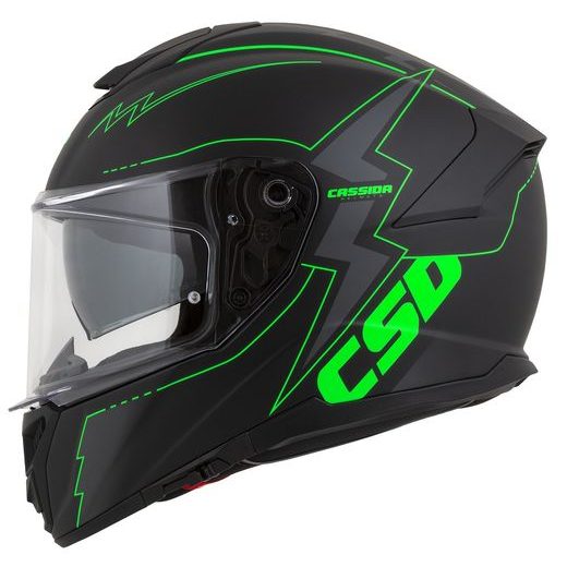 PŘILBA CASSIDA GT 2.1 FLASH (ČERNÁ MATNÁ/ZELENÁ FLUO/TMAVĚ ŠEDÁ) PLEXI S PŘÍPRAVOU PRO PINLOCK