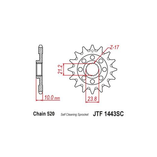 ŘETĚZOVÉ KOLEČKO PRO SEKUNDÁRNÍ ŘETĚZY TYPU 520, JT (14 ZUBŮ)