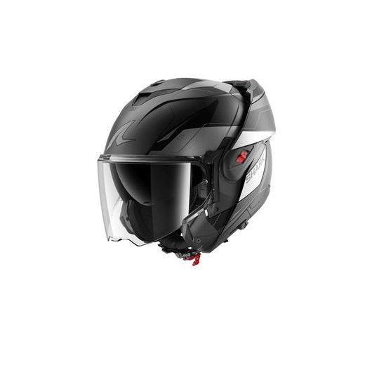 SHARK PŘEKLOPNÁ PŘILBA OXO MEKARIUM MAT ČERNÁ ŠEDÁ