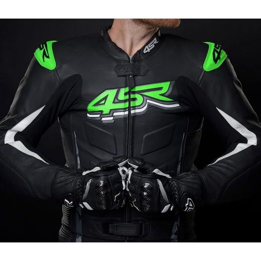 4SR DVOUDÍLNÁ KOŽENÁ MOTO KOMBINÉZA RR EVO III MONSTER GREEN AR AIRBAG READY ČERNO ZELENÁ