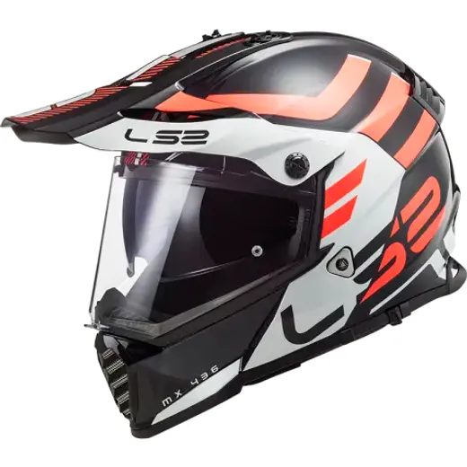 LS2 ENDURO MOTO PŘILBA MX436 PIONEER EVO ADVENTURER BLACK ORANGE WHITE