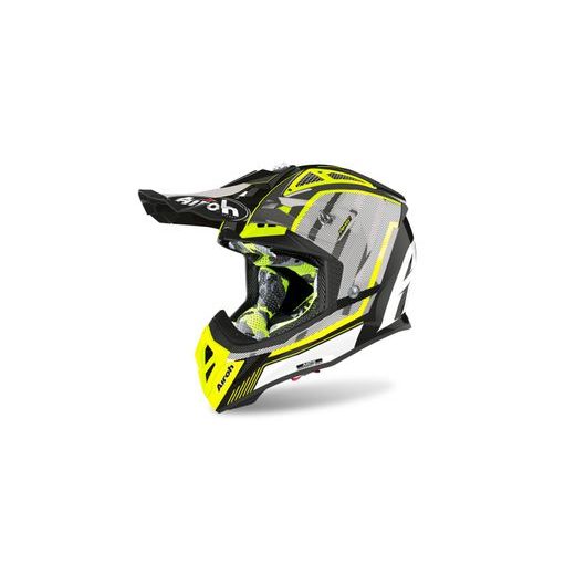 PŘILBA AVIATOR NOVAK 2.3 GLOW 2.3 AMS2, AIROH - ITÁLIE (ŽLUTÁ/ČERNÁ/ŠEDÁ)