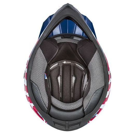 CASSIDA DĚTSKÁ MOTOKROSOVÁ PŘILBA CROSS CUP SONIC JUNIOR ČERVENÁ MODRÁ BÍLÁ ČERNÁ