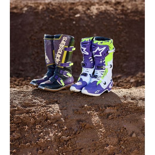 BOTY TECH 10 LIMITOVANÁ EDICE DIRT STUDIOS, ALPINESTARS (BÍLÁ/FIALOVÁ/ŽLUTÁ FLUO) 2025
