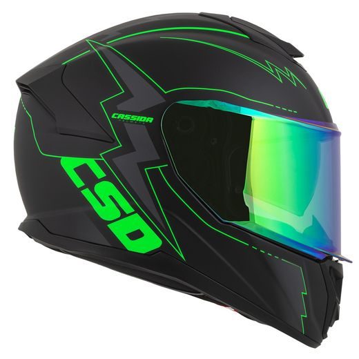PŘILBA CASSIDA GT 2.1 FLASH (ČERNÁ MATNÁ/ZELENÁ FLUO/TMAVĚ ŠEDÁ) PLEXI S PŘÍPRAVOU PRO PINLOCK
