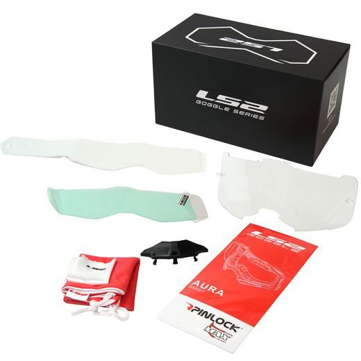 LS2 AURA PRO GOGGLE BLACK ORANGE WITH IRIDIUM VISOR