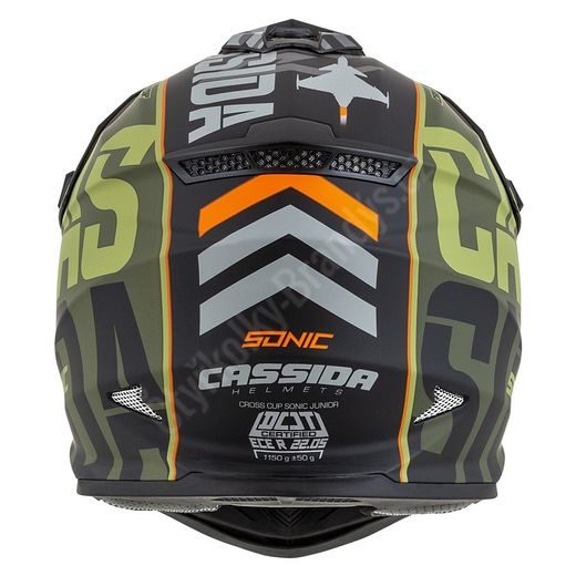 CASSIDA DĚTSKÁ CROSS HELMA CUP SONIC ZELENÁ MATNÁ ORANŽOVÁ
