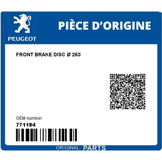 PŘEDNÍ BRZDOVÝ KOTOUČ ? 263 PEUGEOT - 771184