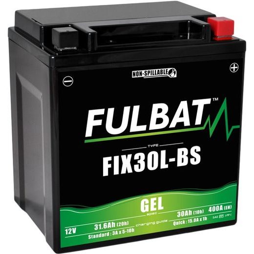 BATERIE 12V, FIX30L-BS GEL, 12V, 30AH, 400A, BEZÚDRŽBOVÁ GEL TECHNOLOGIE 165X125X175 FULBAT (AKTIVOVANÁ VE VÝROBĚ)