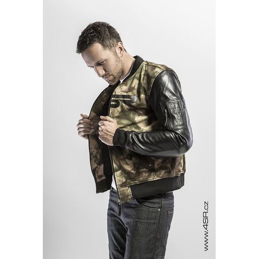 4SR PÁNSKÁ KOŽENO TEXTILNÍ MOTO BUNDA BOMBER CAMO 