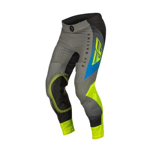 KALHOTY LITE, FLY RACING - USA 2023 (ŠEDÁ/MODRÁ/HI-VIS)