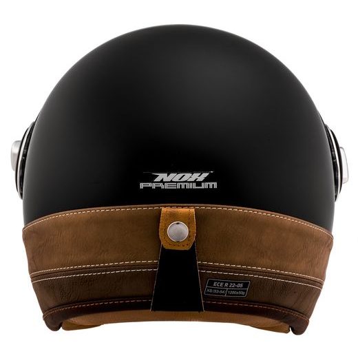 PŘILBA NOX PREMIUM HERITAGE (ČERNÁ MATNÁ, HNĚDÁ KŮŽE)