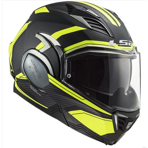 LS2 PŘEKLOPNÁ PŘILBA FF900 VALIANT II REVO MATT BLACK H-V YELLOW P/J