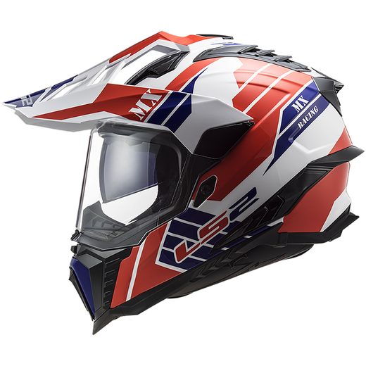 ENDURO HELMA LS2 MX701 EXPLORER ATLANTIS G.WHITE RED BLUE