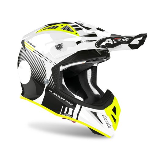 PŘILBA AVIATOR ACE NEMESI, AIROH - ITÁLIE (BÍLÁ/ČERNÁ/FLUO)